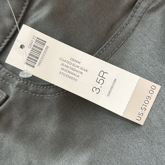 Chicos Denim Coated Slim Jeans in Moonwalk. Dark Gray. Size 3.5R or 18R. NWT. - Picture 9 of 10
